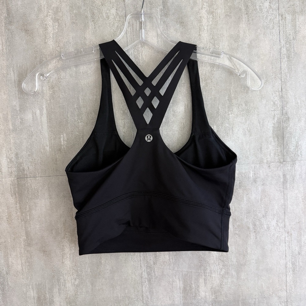 Lululemon Sport Bra Women's 4 Black Mind Over Miles Training Yoga Gym Workout